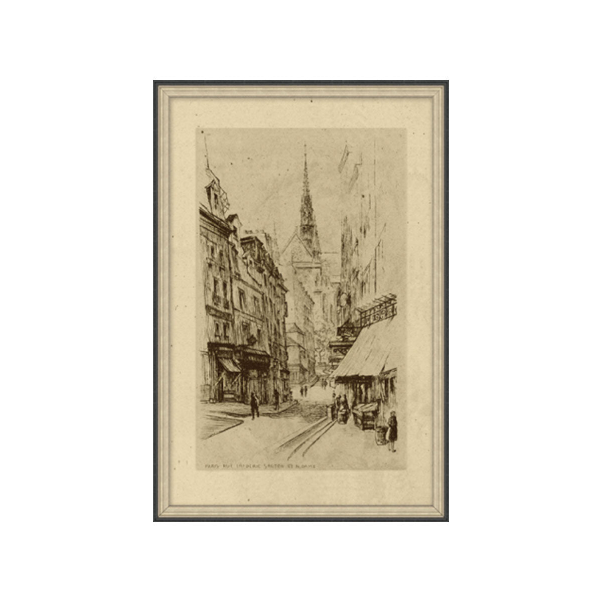 Paris Street Sketch Framed On Canvas Print