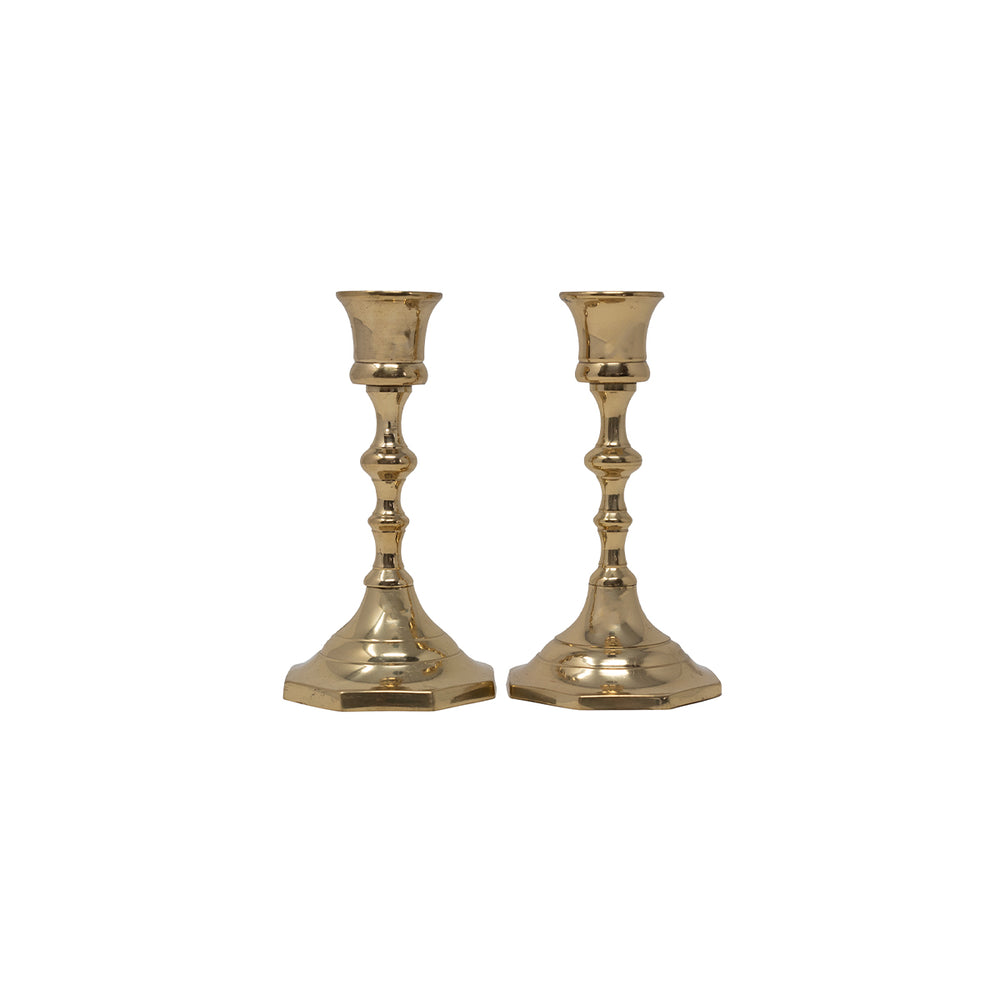 Vintage Shiny Brass Candleholders