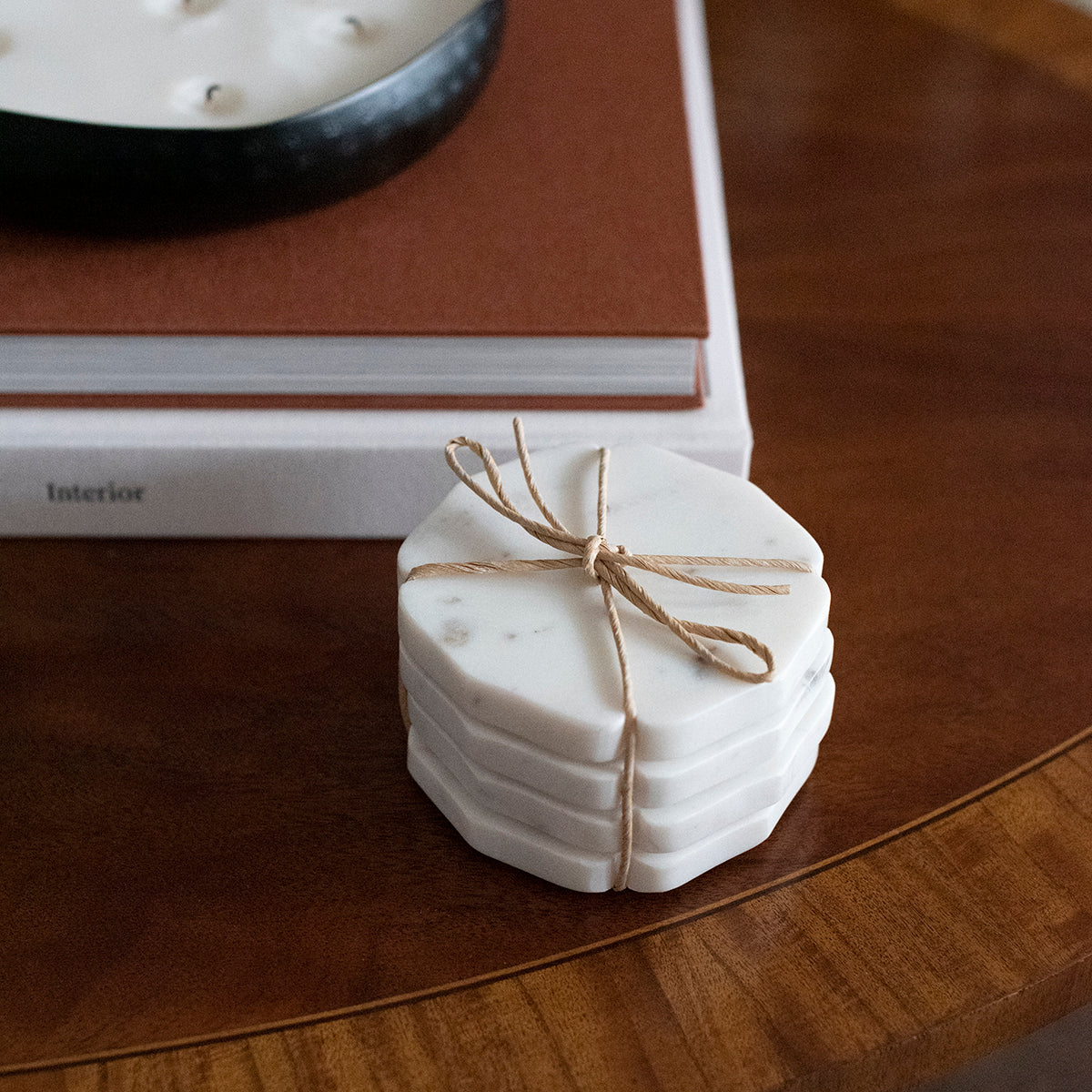 White marble deals coasters