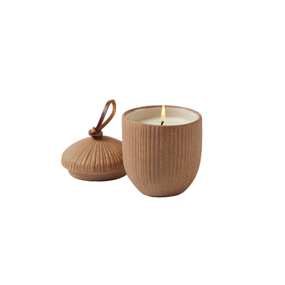 Ribbed Clay Candle