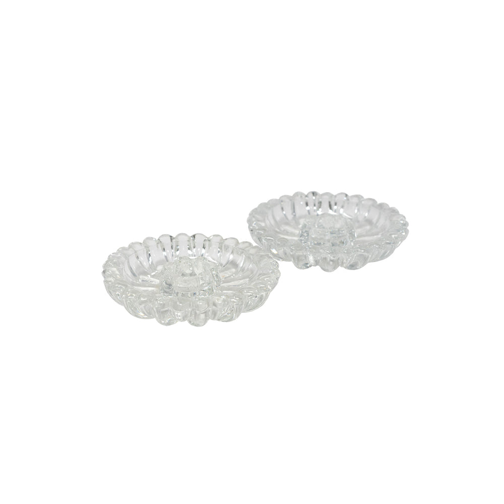 Vintage Scalloped Glass Taper Candle Holders