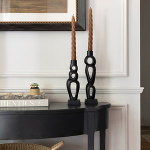 Sculptural Black Candlestick Pair