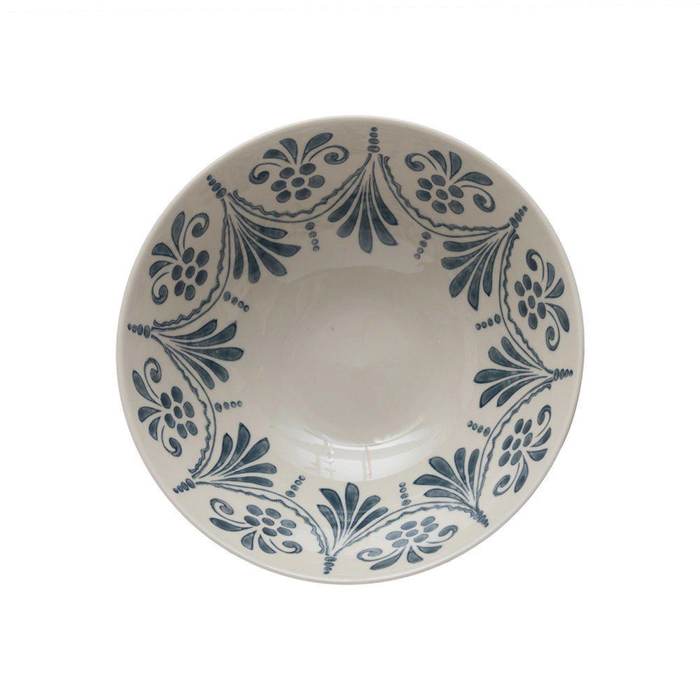 Blue Hand Painted Serving Bowl